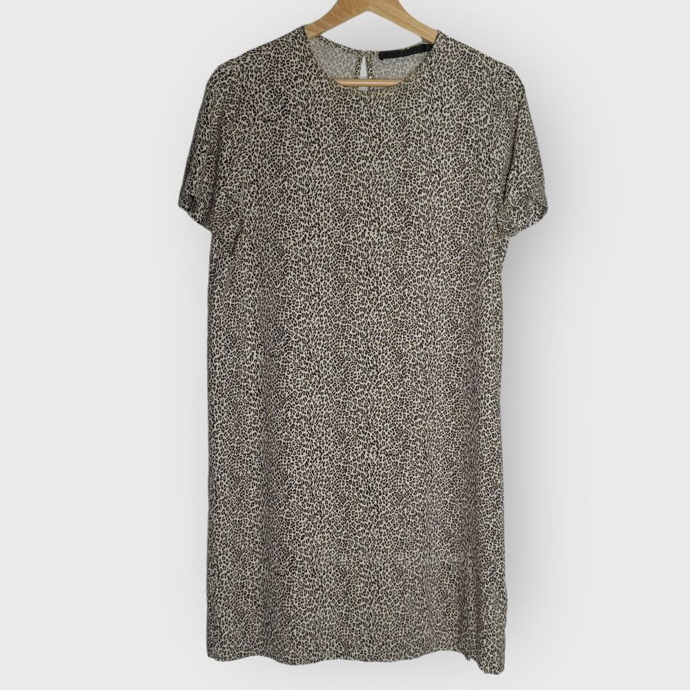 Jenni Kayne Brown Leopard Dress XS Short Sleeve Relaxed Minimalist